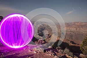 Orb overlooking the Grand Canyon - Light Painting