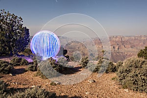 Orb overlooking the Grand Canyon - Light Painting