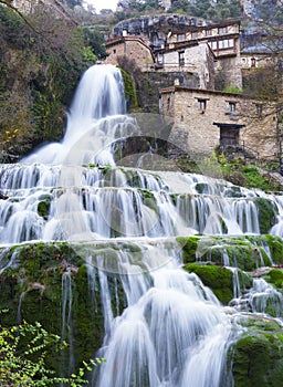 Orbaneja del Castillo. The waterfall of Orbaneja del Castillo in the province of Burgos