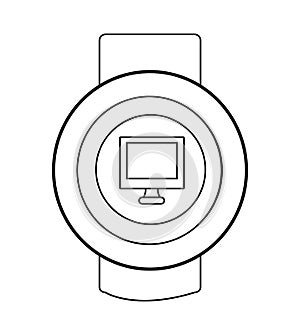 orbed watch with media icon on the screen, graphic