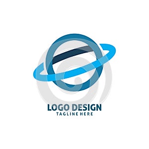Orbit circle planet colr line logo design