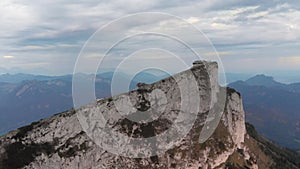 Orbital 4K drone shot Schafberg peak Salzkammergut