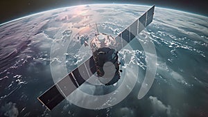 Orbital exploration: Satellite animation traverses space.