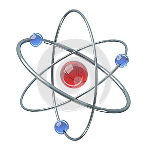 Orbital model of atom - physics 3D illustration