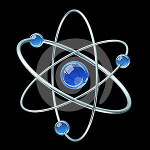 Orbital model of atom - physics 3D illustration