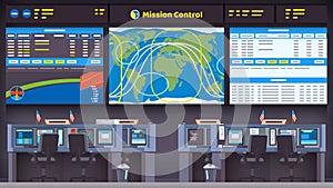 Orbital space flight mission control center room photo