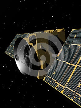 Orbiting Satellite Space High Tech Electronic Binary Code Digital Technology Connectivity Communication Industry Background