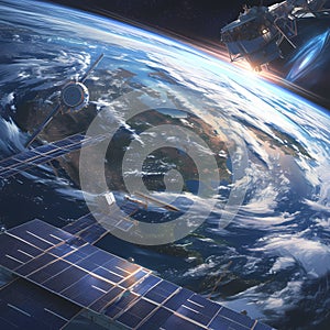 Orbiting Satellite View of Earth - Advanced AI Early Warning System Concept