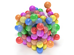 Orbs block. Assembling concept. On white.