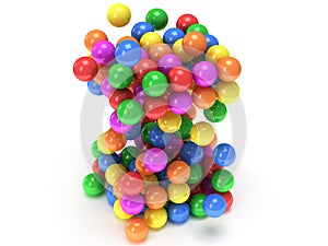 Orbs block. Assembling concept. On white.