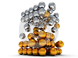 Orbs block. Assembling concept. On white.