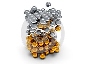 Orbs block. Assembling concept. On white.