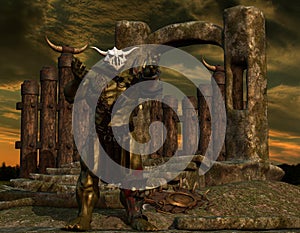 Orc at a border wall