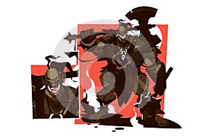 Orc character with axe on shoulders