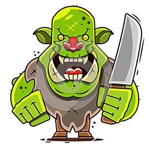 Orc, character, computer games, dagger, Cartoon, vector
