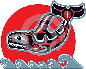 Orca (Killer Whale) in American Native Art Style