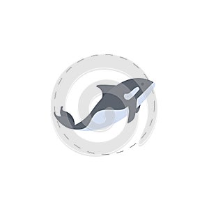 Orca killer whale flat icon. Orca killer whale clipart white background