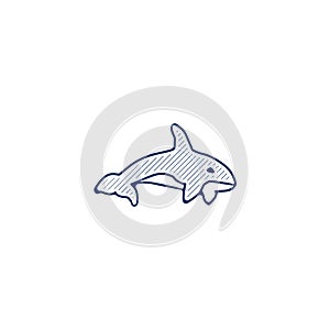 Orca killer whale line icon. Orca killer whale linear hand drawn pen style line icon