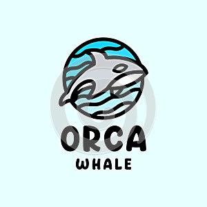 Orca Logo Animal Vector, Killer Whale Icon Symbol, Fauna Creative Vintage Graphic Design