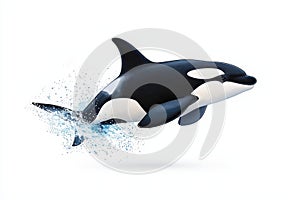 Orca whale leaping from water splash