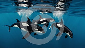 Orcas Underwater