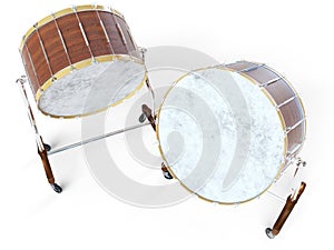 Orchestra Big drum on white 3D rendering