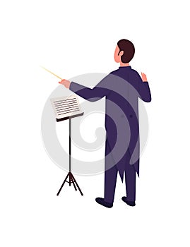 Orchestra conductor flat color vector faceless character