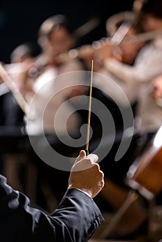 Orchestra conductor on stage