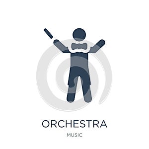 orchestra director with stick icon in trendy design style. orchestra director with stick icon isolated on white background.