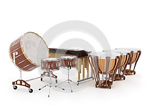 Orchestra drums isolated on white 3D rendering