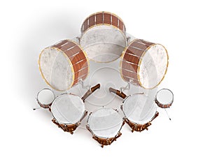 Orchestra drums on white 3D rendering photo