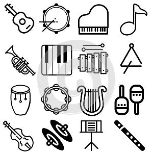 Orchestra Icons, music ison vector set. musical instruments symbol illustration colleclin.