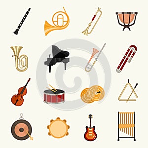 Orchestra musical instruments vector illustration