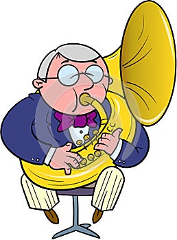 Orchestra musician plays the tuba