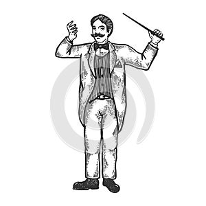 Orchestral conductor engraving vector photo