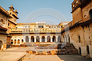 Orchha Fort Raja Mahal, ancient ruins in India