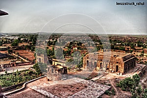 Orchha fort remains from top of orchha fort near jhansi in India