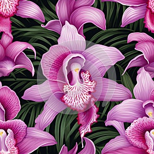 Orchid Cascade Floral Seamless Pattern