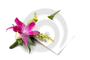 Orchid corsage with card photo