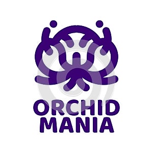 orchid mania flower nature logo concept design illustration