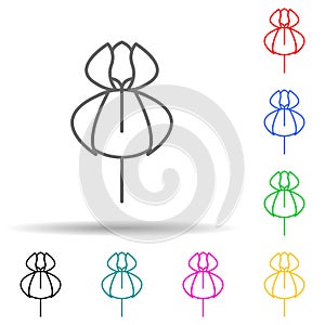 orchid multi color style icon. Simple thin line, outline vector of leaves and flowers icons for ui and ux, website or mobile