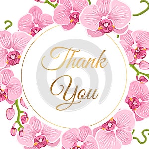 Orchid phalaenopsis floral wreath thank you card