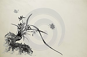 Orchid stone orchid Chinese painting, decorative painting