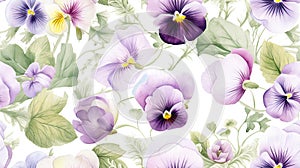 Orchid watercolor flowers seamless pattern. purple pink flowers on white background