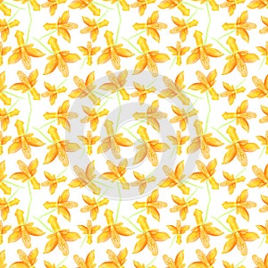 Orchid watercolor seamless pattern