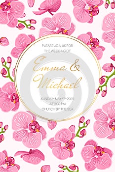 Orchid wedding marriage event invitation card template