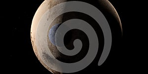 Orcus dwarf planet in orbit with Pluto at background