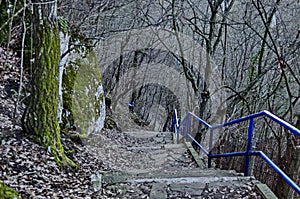 Ordeal walk toward Demir Baba Teke, cult monument honored by both Christians and Muslims in winter near Sveshtari village