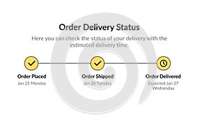 Order delivery status step by step. UI design template, vector illustration