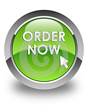 Order now glossy green round button